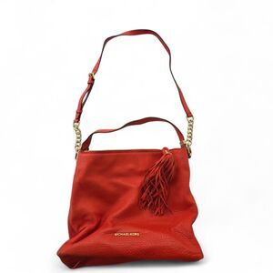 Michael Kors Weston Large Top Zip Shoulder Bag Mandarin Orange Pebbled Leather